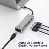 Koncentrator USB-C ACT AC7055 3x USB-A Gigabit Ethernet