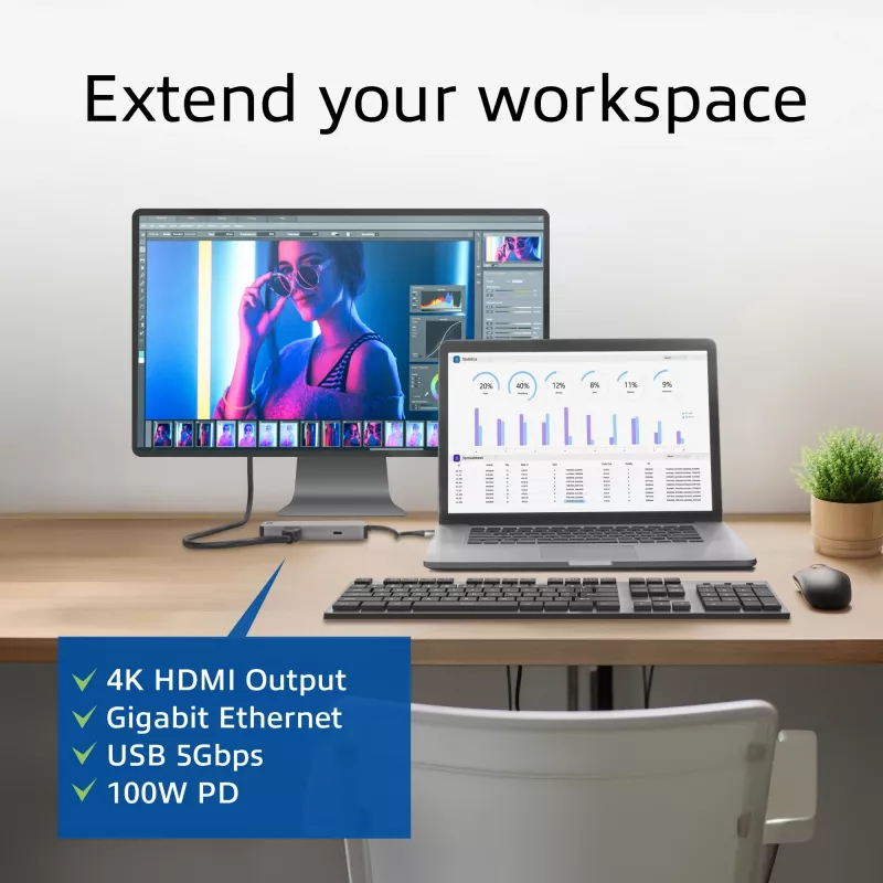 Stacja dokująca ACT USB-C 4K do 1 monitora HDMI, Ethernet, USB-C…
