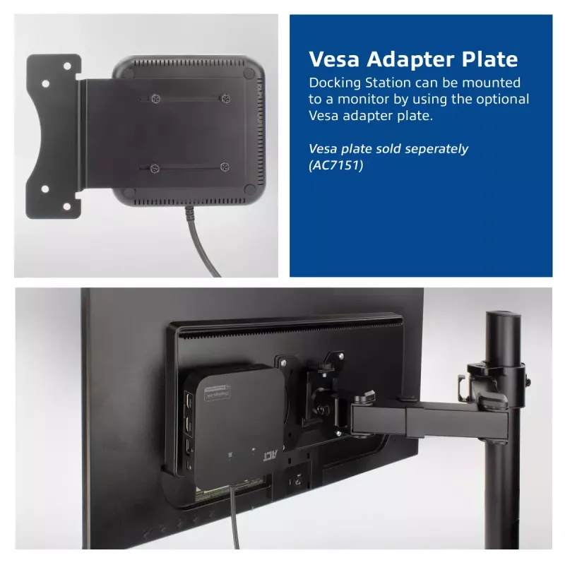 ACT Uniwersalna stacja dokująca USB-C 4K, dla 2 monitorów HDMI/DisplayPort, DisplayLink, kompaktowa konstrukcja