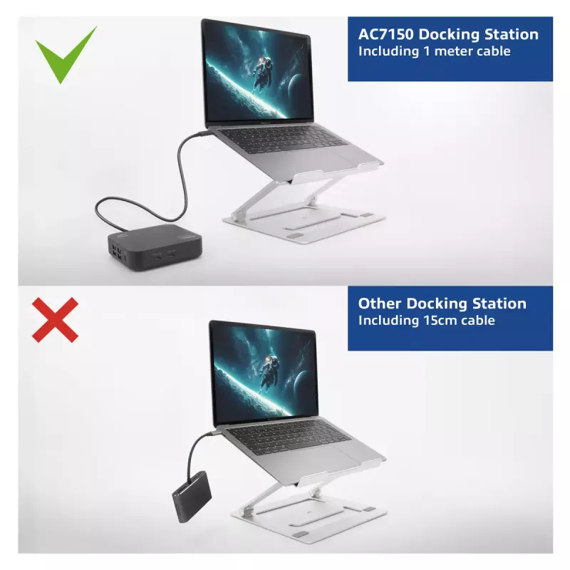 ACT Uniwersalna stacja dokująca USB-C 4K, dla 2 monitorów HDMI/DisplayPort, DisplayLink, kompaktowa konstrukcja