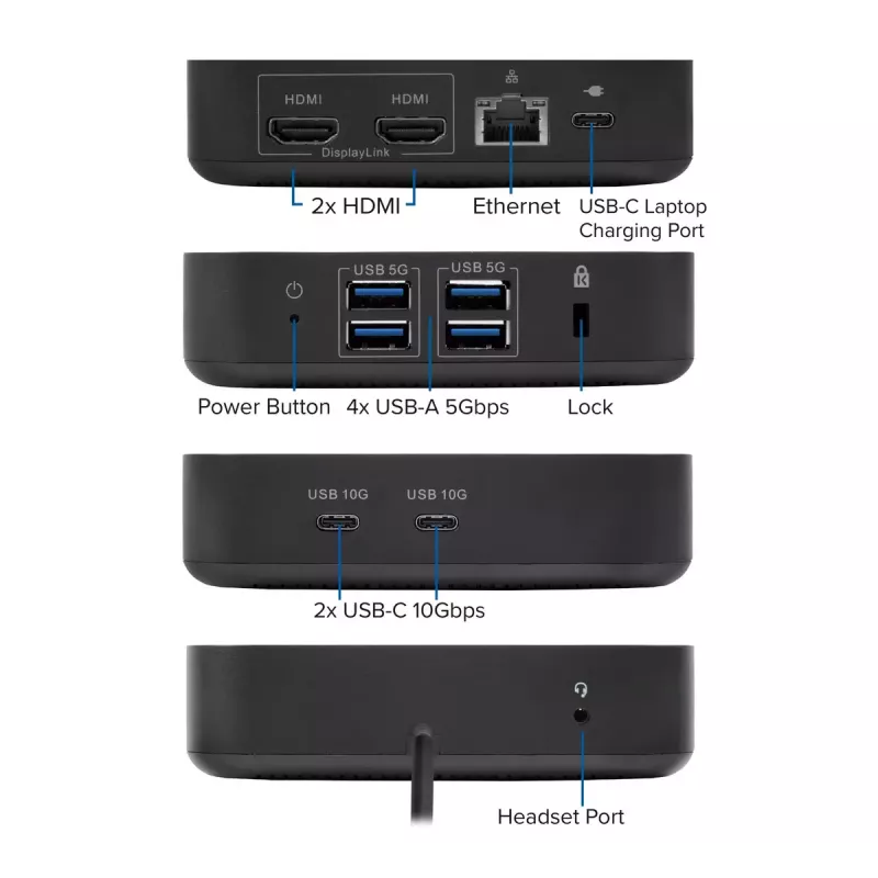 ACT Uniwersalna stacja dokująca USB-C 4K, dla 2 monitorów HDMI/DisplayPort, DisplayLink, kompaktowa konstrukcja