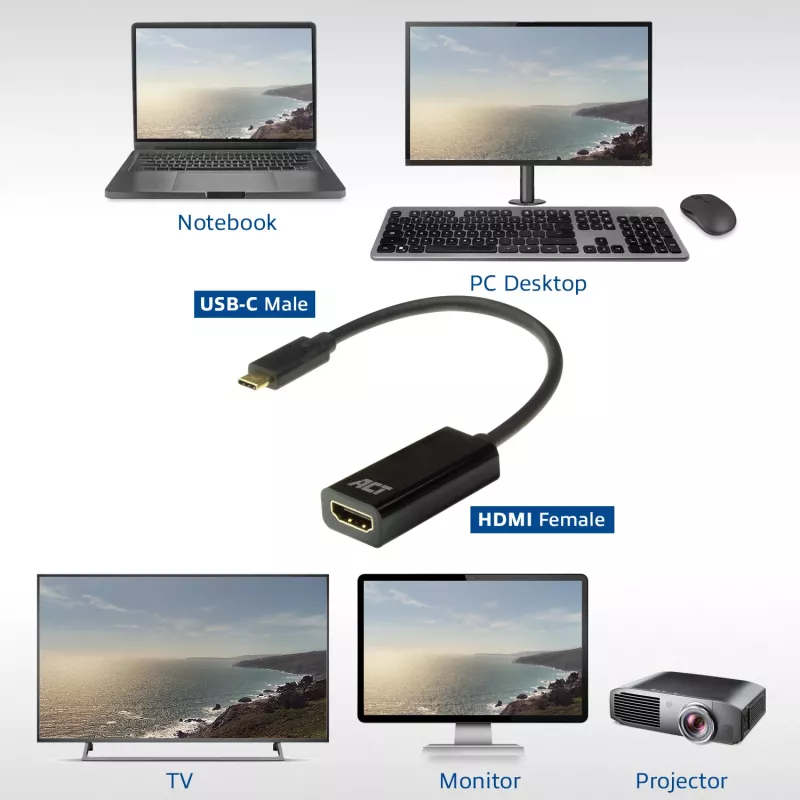 ACT Adapter USB-C na HDMI AC7310 0,15 m USB Type-C HDMI Type A