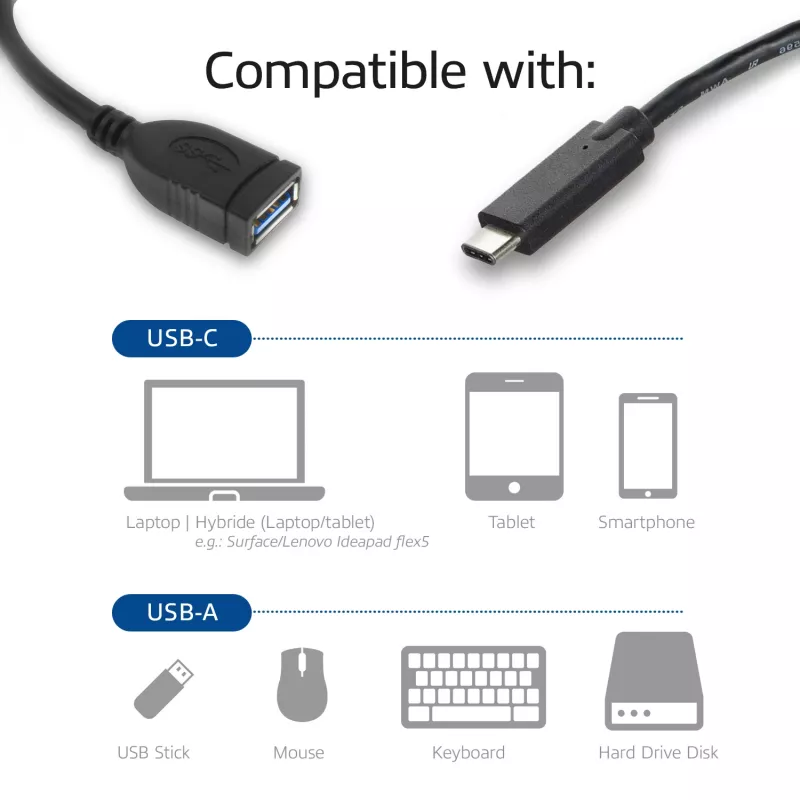 ACT kabel USB 3.0 OTG USB-C męski na USB-A żeński 0,2 m 5 Gbit/s