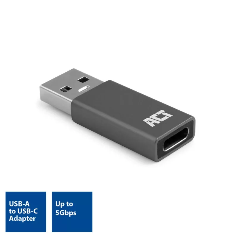 Adapter USB-A na USB-C ACT AC7375 Szary