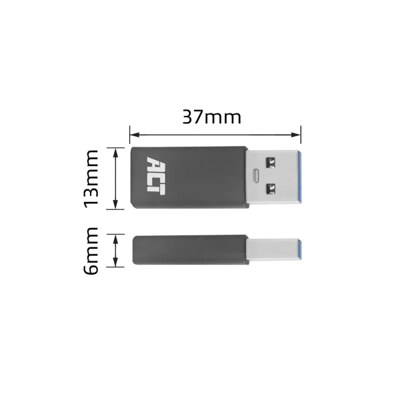 Adapter USB-A na USB-C ACT AC7375 Szary