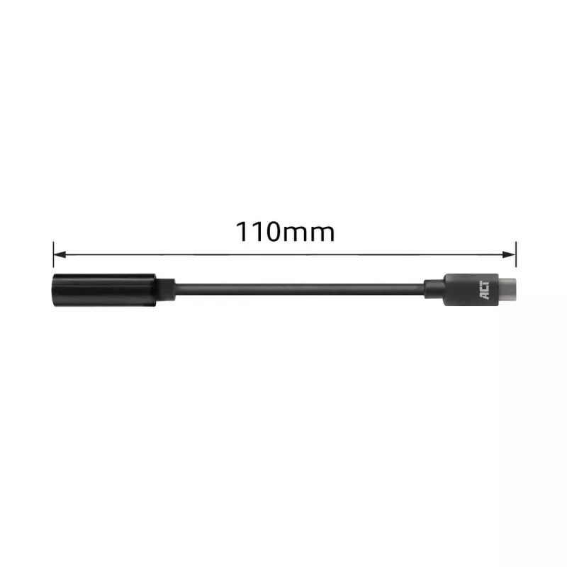 Kabel audio ACT AC7380 0,11m 3,5mm żeński USB Type-C męski czarny