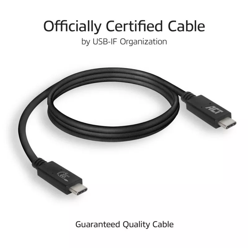 Kabel ACT USB 3.0 USB-C z certyfikatem USB-IF 1 metr 5 Gbit/s