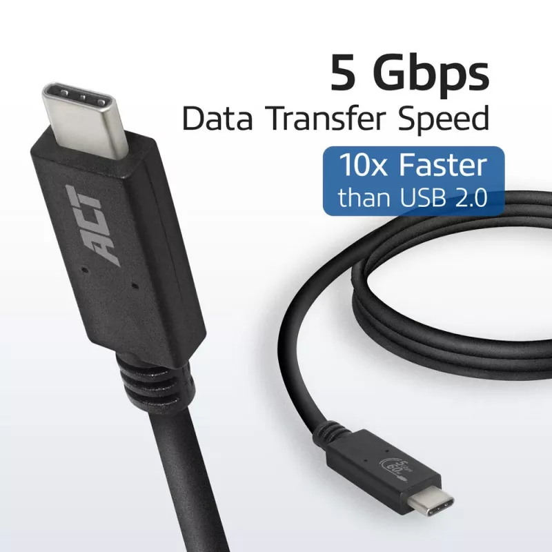 Kabel ACT USB 3.0 USB-C z certyfikatem USB-IF 1 metr 5 Gbit/s