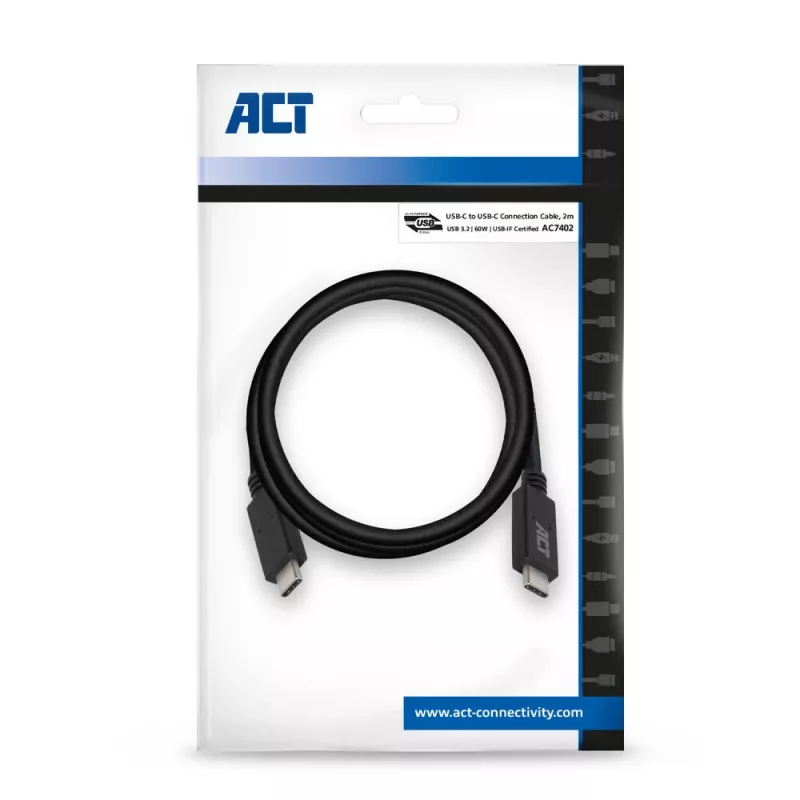 Kabel ACT USB 3.0 USB-C USB-IF certyfikowany 2 metry 5 Gbit/s