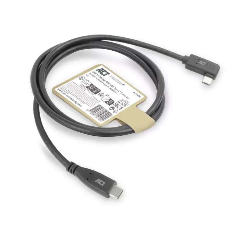 Przewód kątowy ACT USB 3.0 USB-C 1 metr 5 Gbit/s czarny