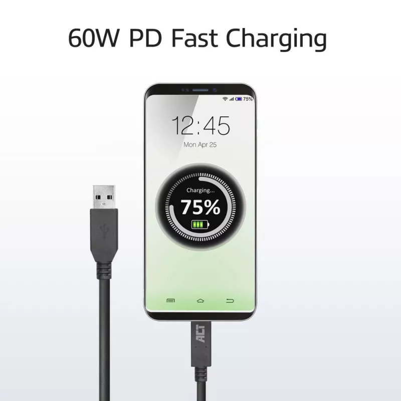 Kabel ACT USB 3.0 USB-A na USB-C 1 metr 5 Gbit/s Czarny