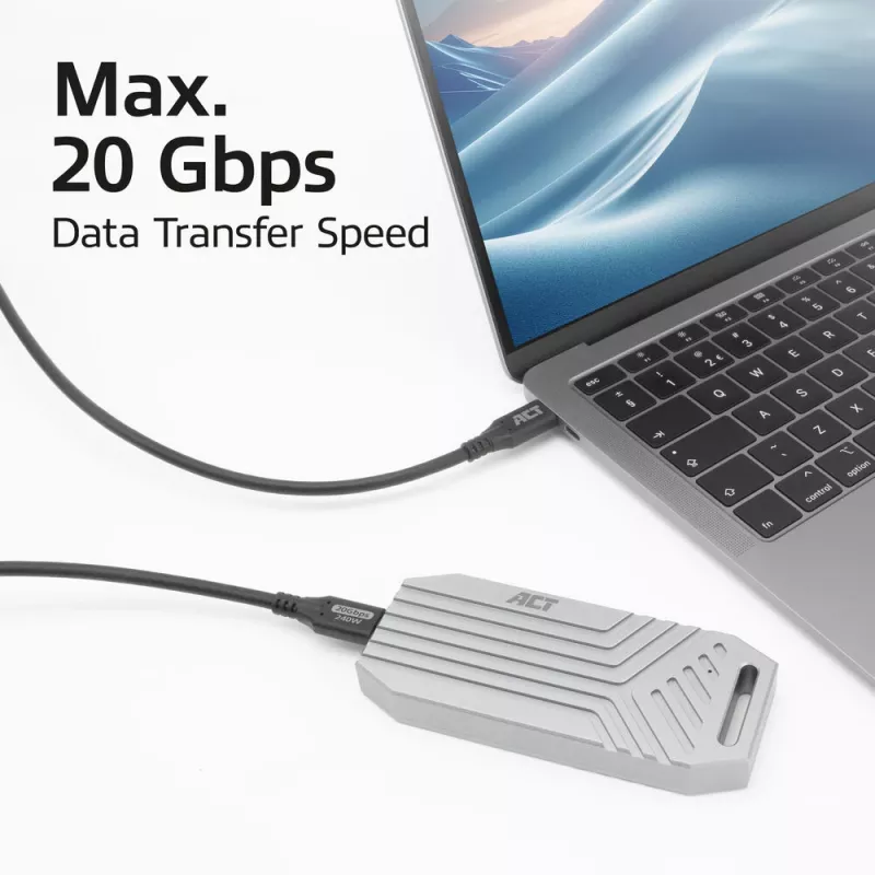 ACT USB4 20 Gb/s 240 W Kabel USB Typu-C 1 m czarny