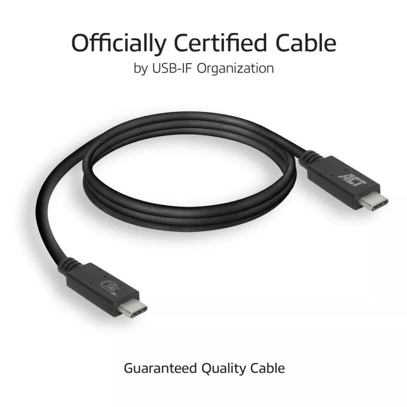 Przewód ACT USB4® 20 Gb/s, USB-C, certyfikowany USB-IF, 1 metr