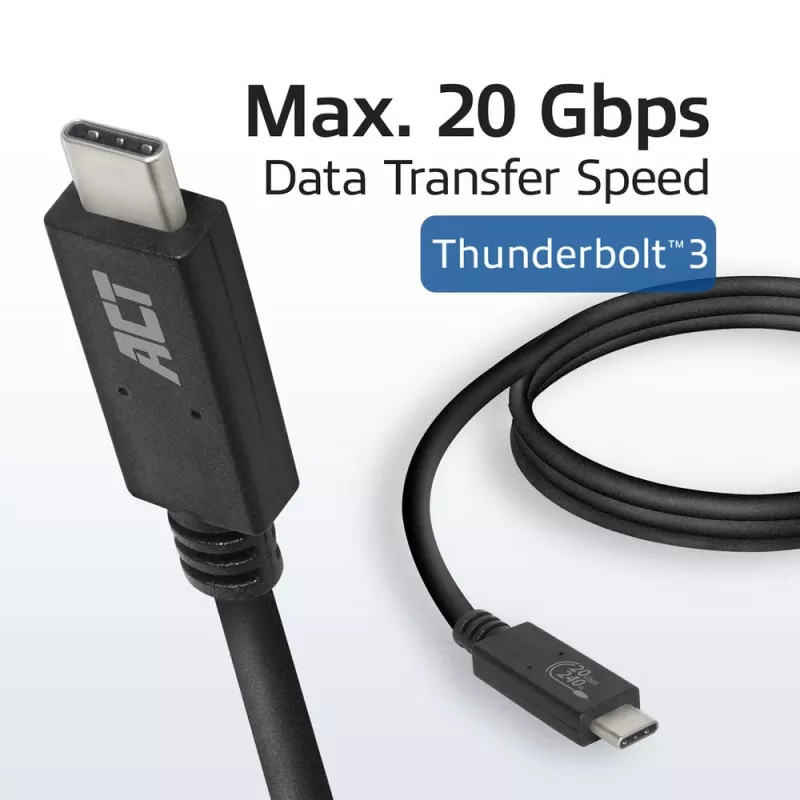 Przewód ACT USB4® 20 Gb/s, USB-C, certyfikowany USB-IF, 1 metr