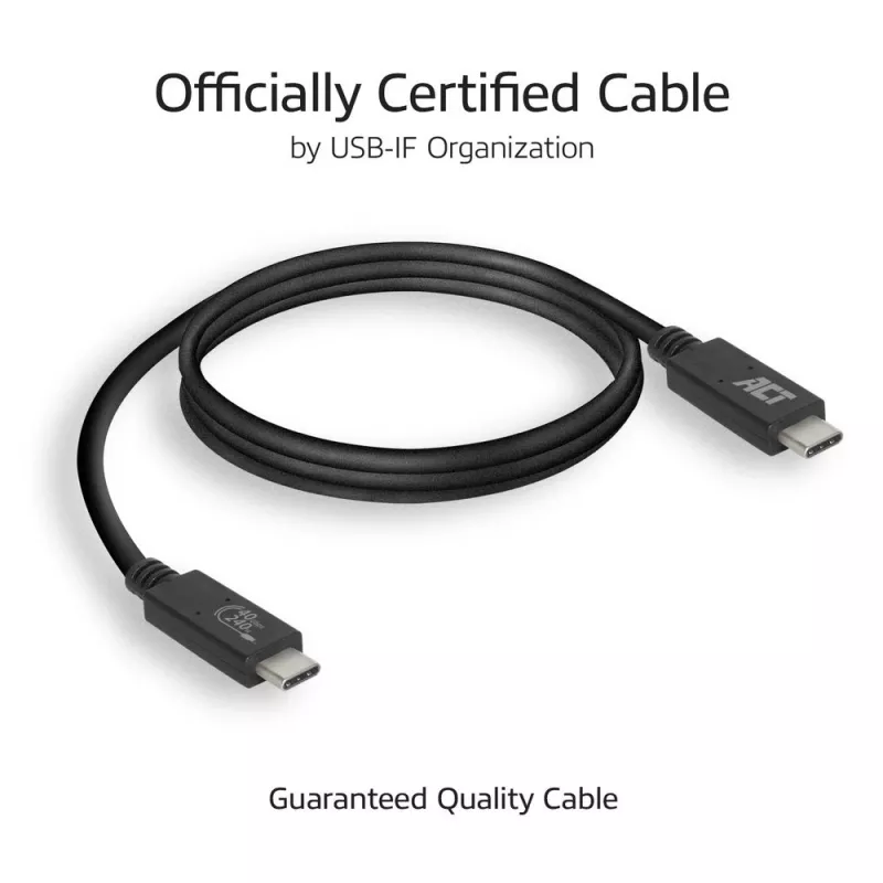 Przewód ACT USB4® 40 Gb/s 240 W USB Type-C®, certyfikowany USB-IF, 0,8 m