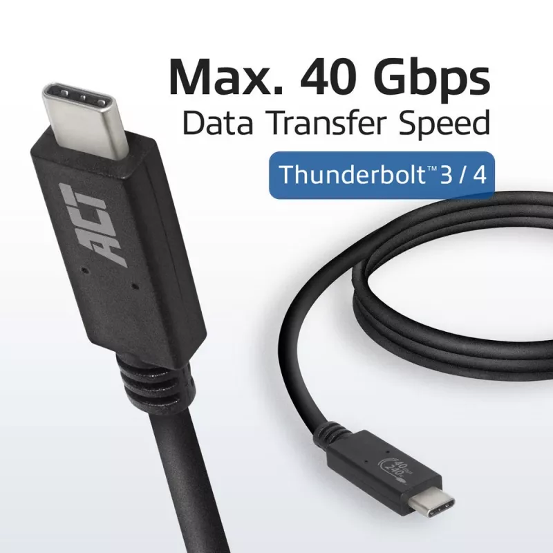Przewód ACT USB4® 40 Gb/s 240 W USB Type-C®, certyfikowany USB-IF, 0,8 m
