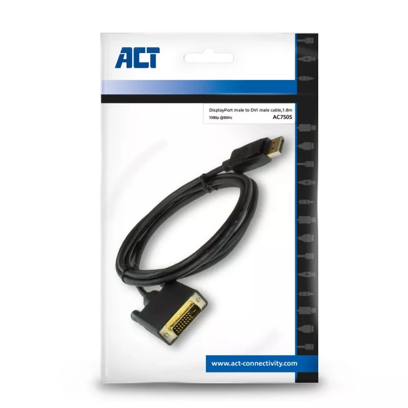 adapter kablowy DisplayPort na DVI ACT AC7505 1,8 m