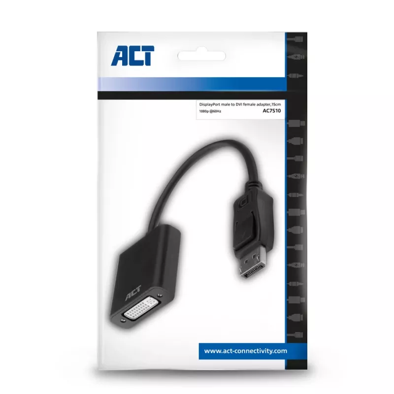 Adapter ACT DisplayPort męski na DVI żeński 0,15m AC7510