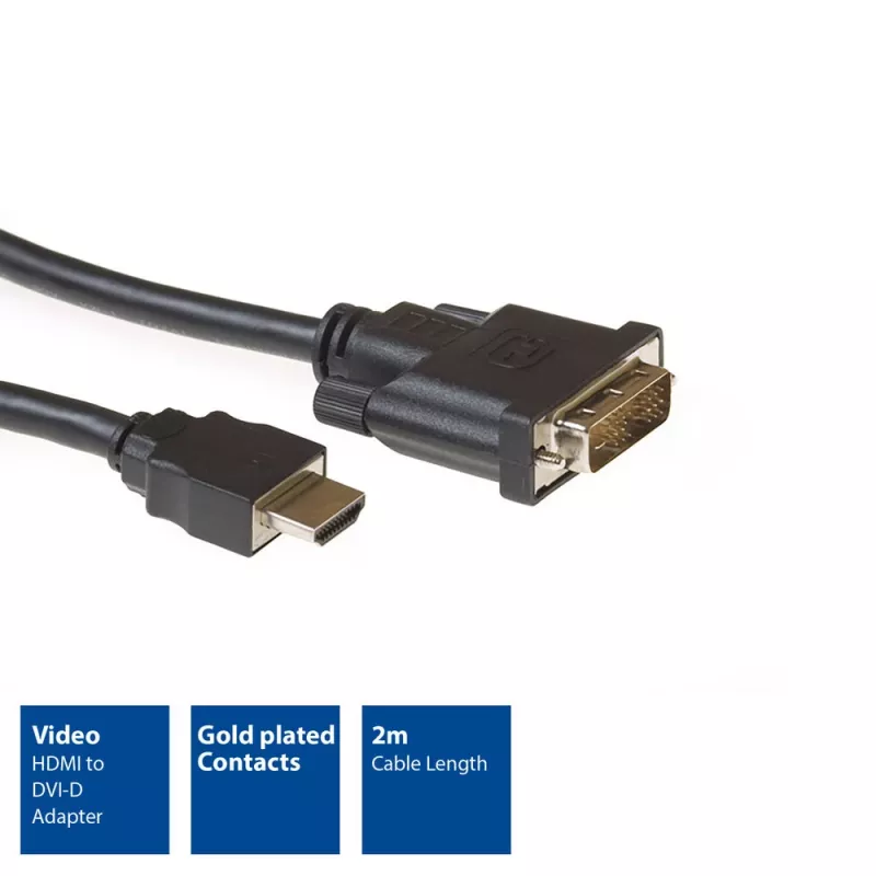 ACT 2 metry przewód adaptera HDMI na DVI-D, HDMI A męski - DVI-D single link męski 18+1