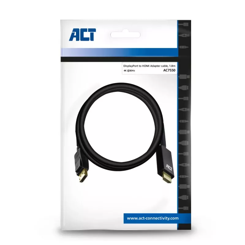 adapter kablowya DisplayPort na HDMI ACT AC7550 1,8 m