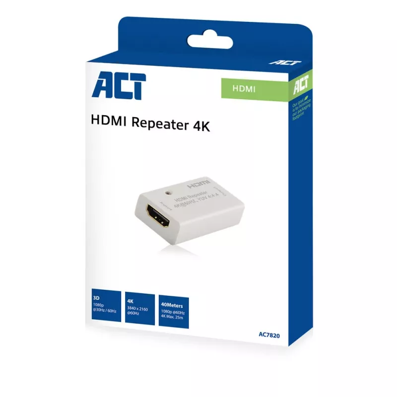 Wzmacniacz AV ACT AC7820 HDMI repeater do 40 metrów 4K