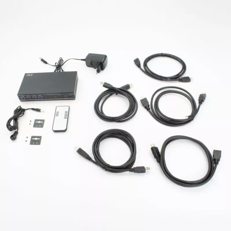 Przełącznik KVM ACT 2-portowy HDMI 4K@60Hz, USB 3.2 Gen1 (USB 3.0)