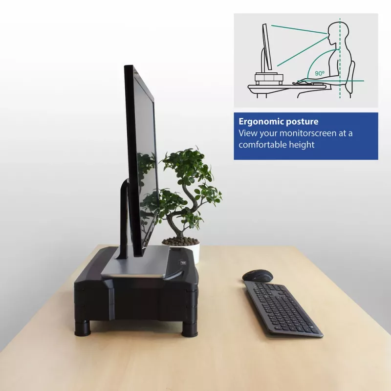 ACT Stojak pod monitor extra szeroki AC8215 regulowana wysokość dwie szuflady