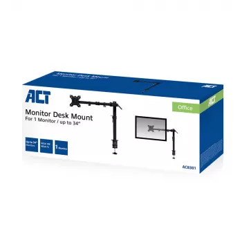 Pojedynczy uchwyt do monitora ACT AC8301 – zacisk / przelotowy, 8 kg, 10–32 cali