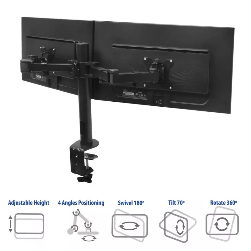 ACT podwójny uchwyt do monitora biuro solid pro zacisk/przelotowy 12 kg 10-32 cali