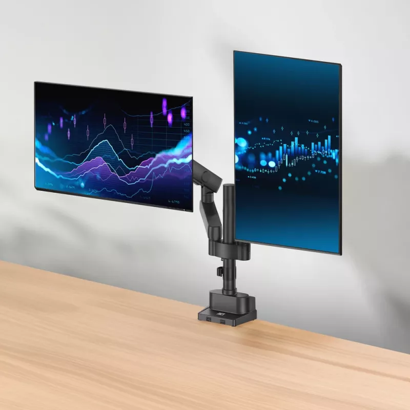 Uchwyt ACT na 2 monitory 35 cali Solid Pro, sprężyna mechaniczna