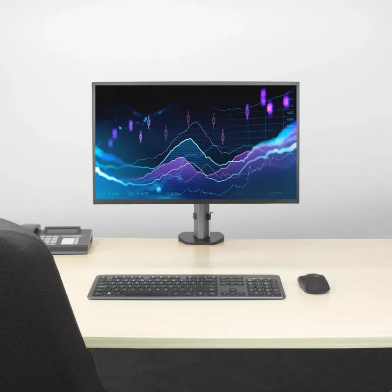Uchwyt biurkowy ACT na jeden monitor, srebrny, zacisk/przelotowy, 9 kg, 17-32 cale