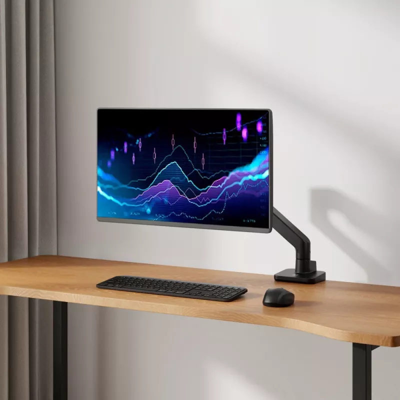 Uchwyt do monitora ACT 49 cali, biurowy, premium, sprężyna gazowa, 1 monitor, zacisk/przelotka, 20 kg