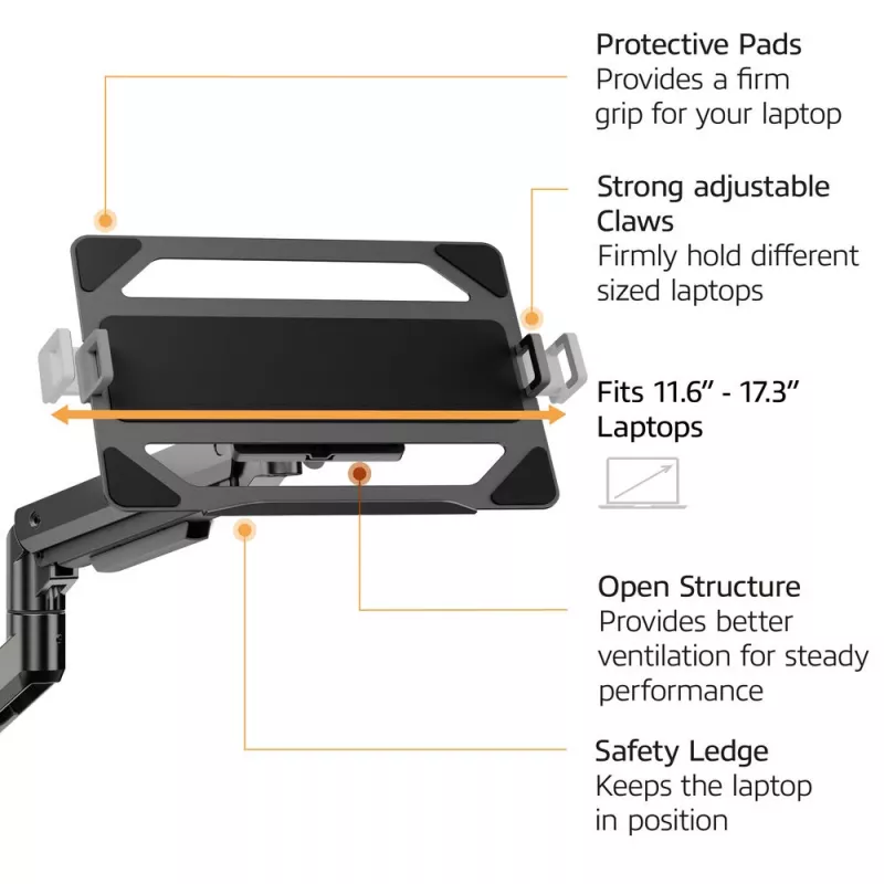 Laptop & monitor arm ACT AC8341 gas spring Czarny 49 inch