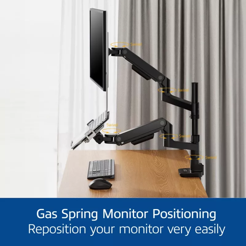 Laptop & monitor arm ACT AC8341 gas spring Czarny 49 inch