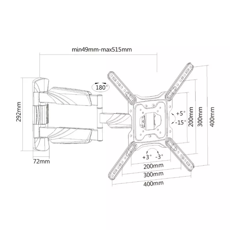 ACT Full Motion TV Wall Mount 23 cali do 55 cali VESA 35 kg