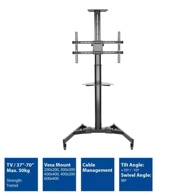 Uchwyt TV ACT AC8370 Czarny 70 cali 50kg VESA 200x200 do 600x400