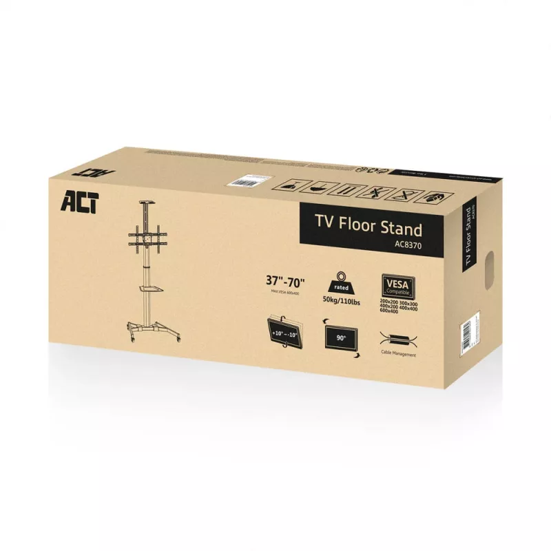 Uchwyt TV ACT AC8370 Czarny 70 cali 50kg VESA 200x200 do 600x400