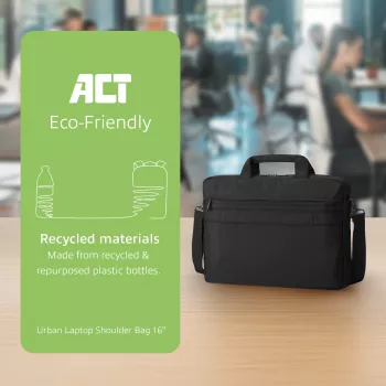 ACT Urban torba na ramię do laptopów do 16 inch, wykonana z butelek plastikowych z recyklingu