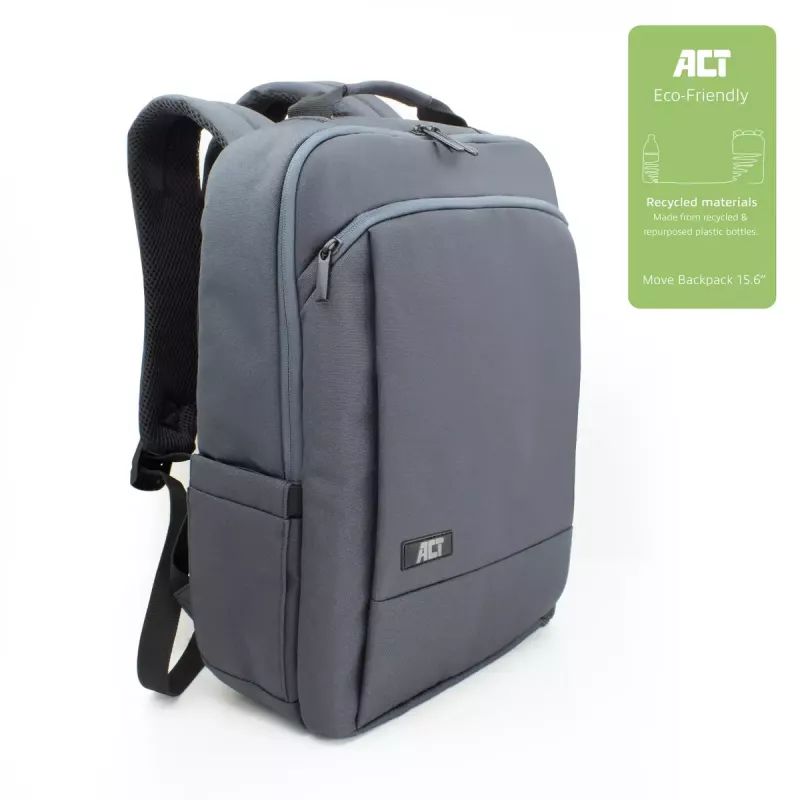 Plecak ACT Move na laptopy do 15,6” wykonany z przetworzonych butelek plastikowych