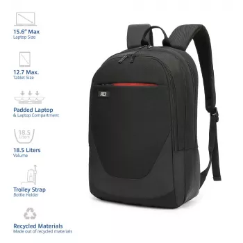 Plecak ACT Suburb na laptopy do 15,6 cala wykonany z tworzywa sztucznego pochodzącego z recyklingu