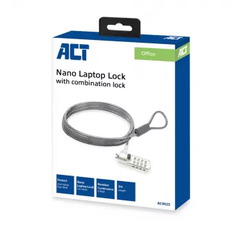 ACT Nano Laptop Lock z zamkiem szyfrowym, kabel 2 m