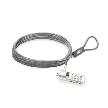 ACT Wedge Laptop Lock z zamkiem szyfrowym, metaliczny, kabel 2 m