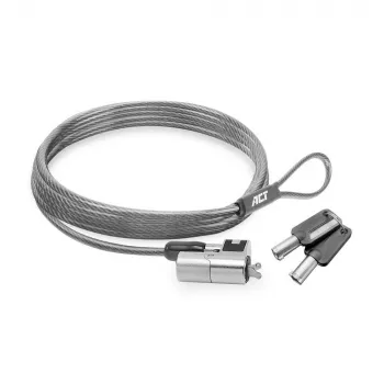 ACT Wedge Laptop Lock z kluczami, metaliczny, kabel 2 m