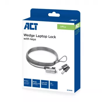 ACT Wedge Laptop Lock z kluczami, metaliczny, kabel 2 m
