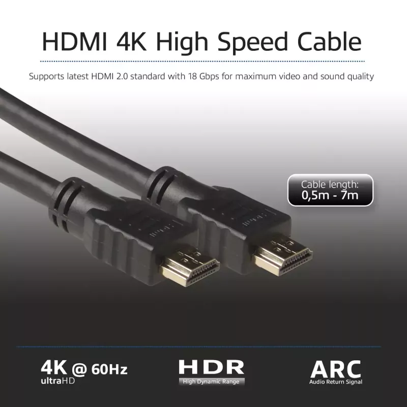 Kabel ACT High Speed 0,5 m v2.0 HDMI-A męski - HDMI-A męski (AWG30)