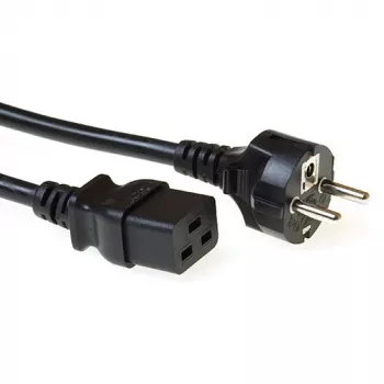 ACT Powercord złącze sieciowe CEE 7/7 wtyk męski (prosty) - C19 czarny 1 m