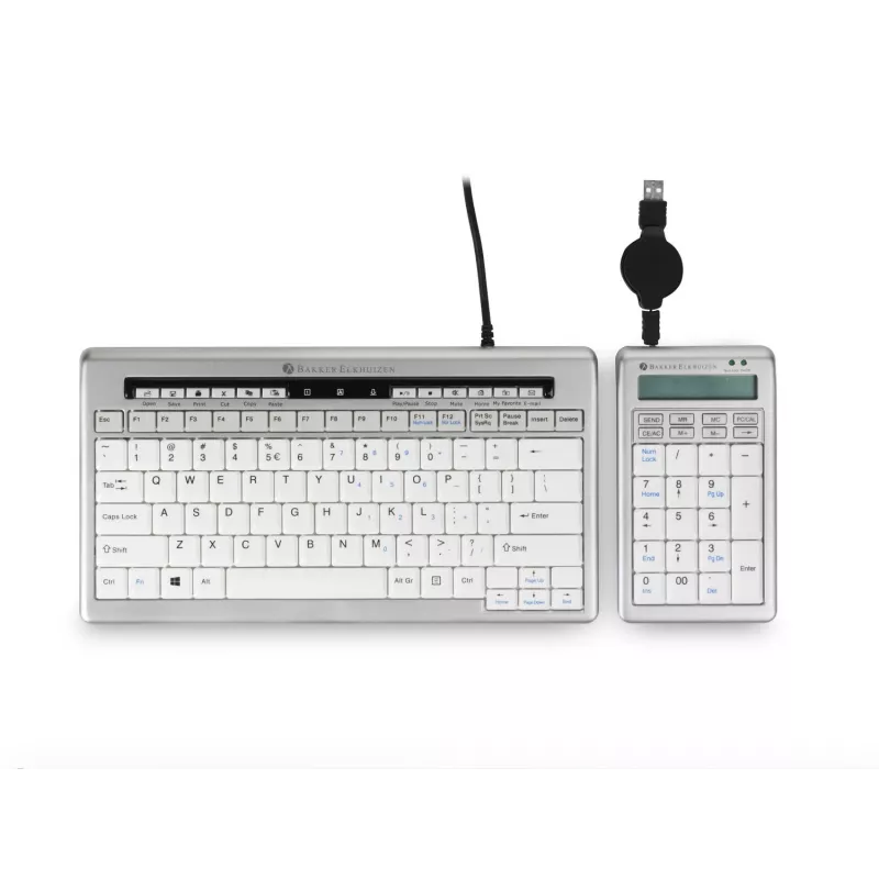 BakkerElkhuizen S-board 840 Klawiatura numeryczna, USB, PC, 1,2 m, jasnoszary, biały