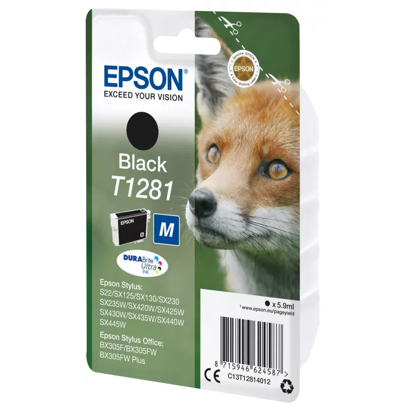 Epson Fox Singlepack Czarny T1281 DURABrite Ultra Ink, Czarny, tusz pigmentowy, 5,9 ml, 1 szt.