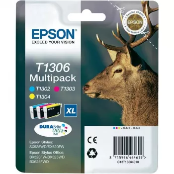 Epson Stag Multipack 3-kolory T1306 DURABrite Ultra tusz, cyjan, magenta, żółty, tusz pigmentowy, 1 szt., Zestaw wielopak