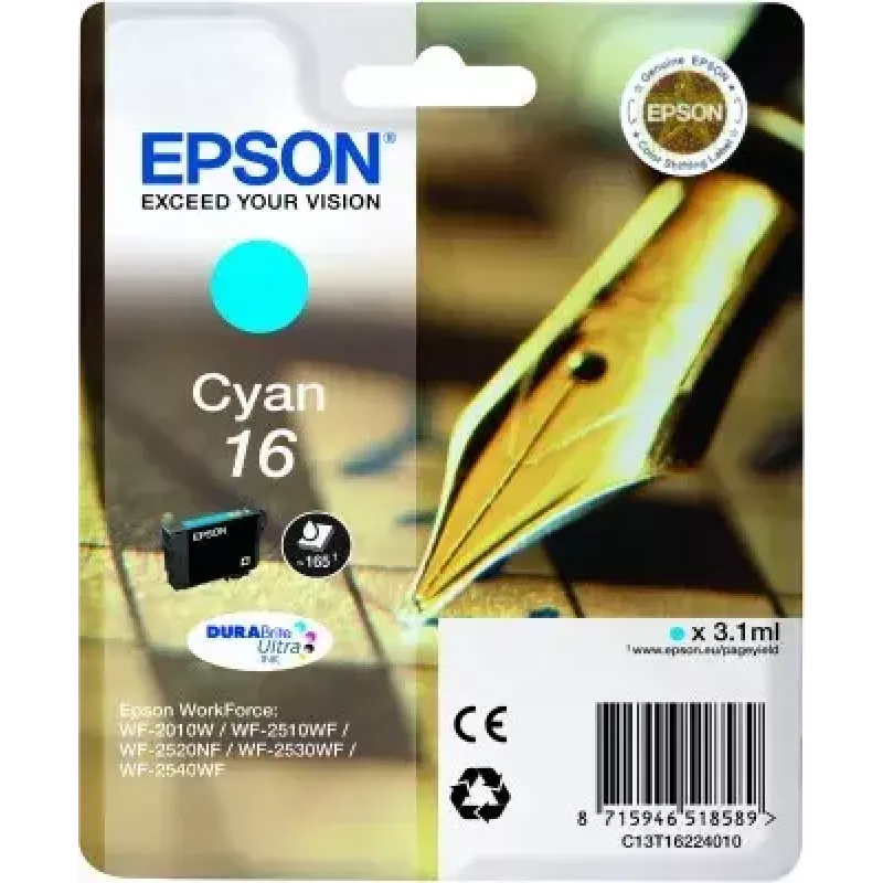 Wkład atramentowy Epson C13T16224010 DURABrite Ultra cyjan Singlepack Standard Yield